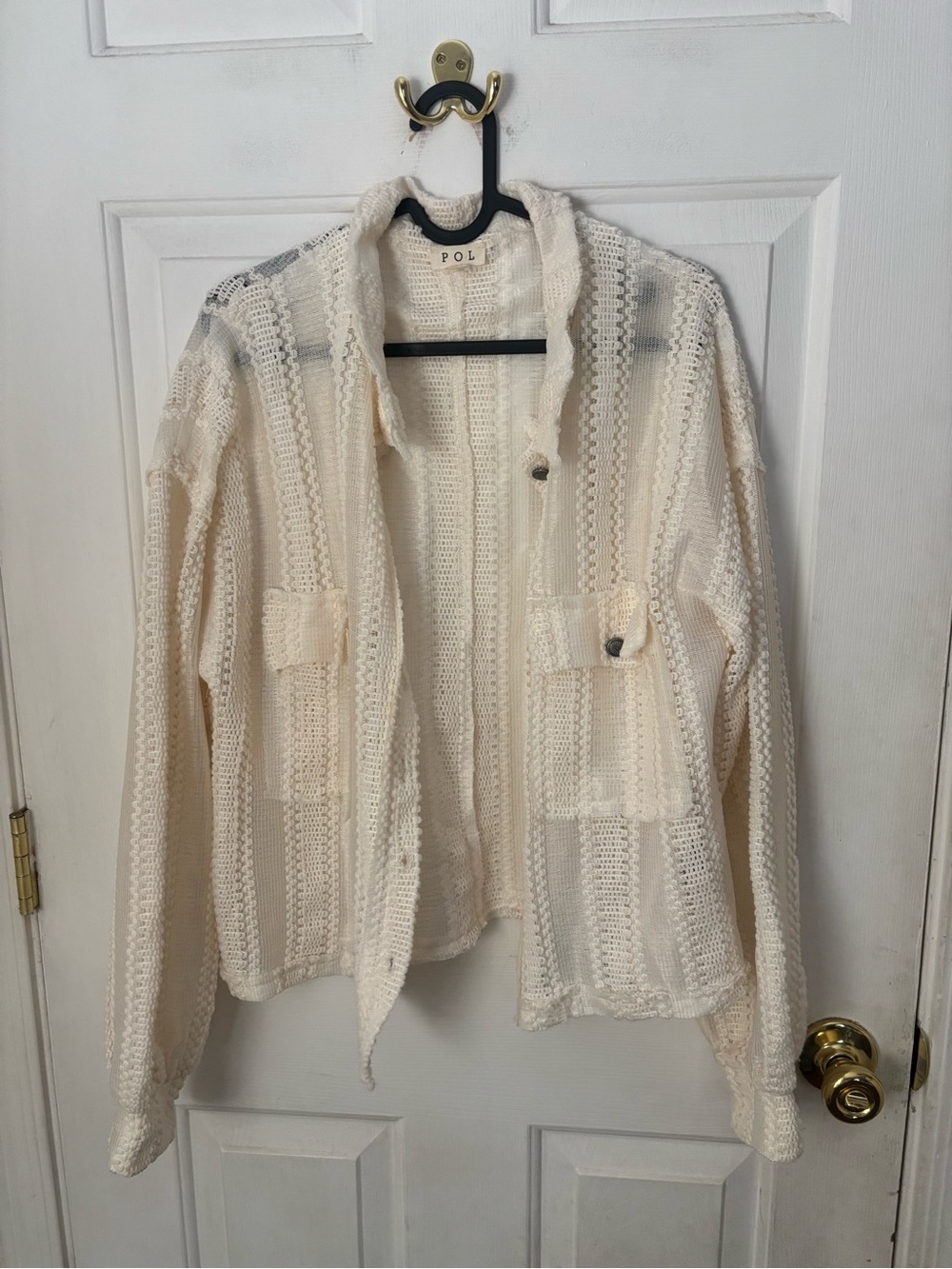 POL Cream Textured Knit Button-Up Jacket - Picture 2 of 7